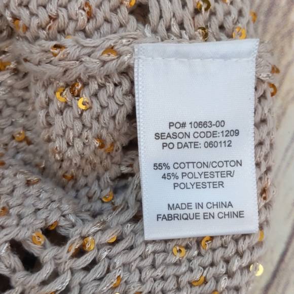 Splendid Tan Sequin Crew Neck Sweater NWT - Picture 7 of 8